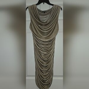 Express Gold Ruched Sheath Dress Cowl Neck Cocktail